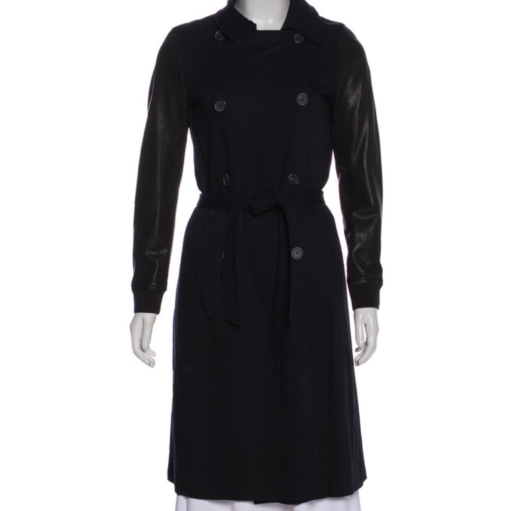 AllSaints Leather Sleeve Trench Coat